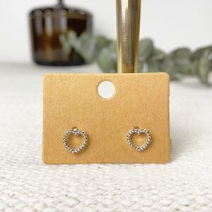 NEW Open Heart stud Earrings Antique Silver color Boutique